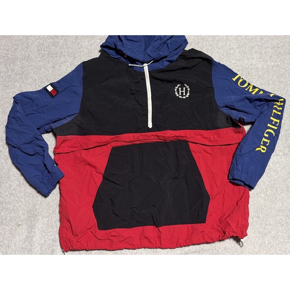 VTG Tommy Hilfiger Anorak Block Jacket Mens XXL Pullover 1/4 Zip  Windbreaker